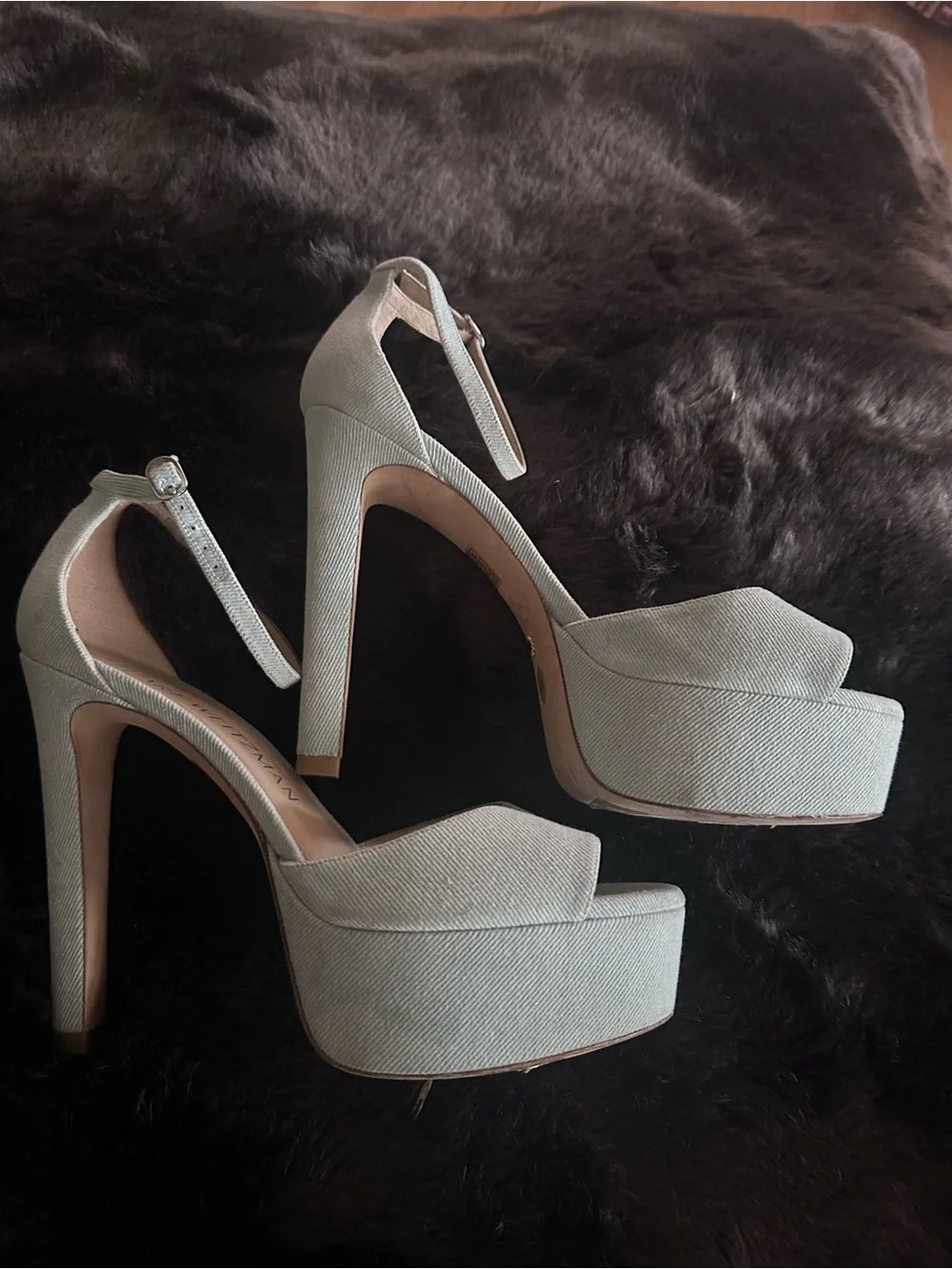 Stuart Weitzman Light Blue Open-Toe Ankle Strap Heels